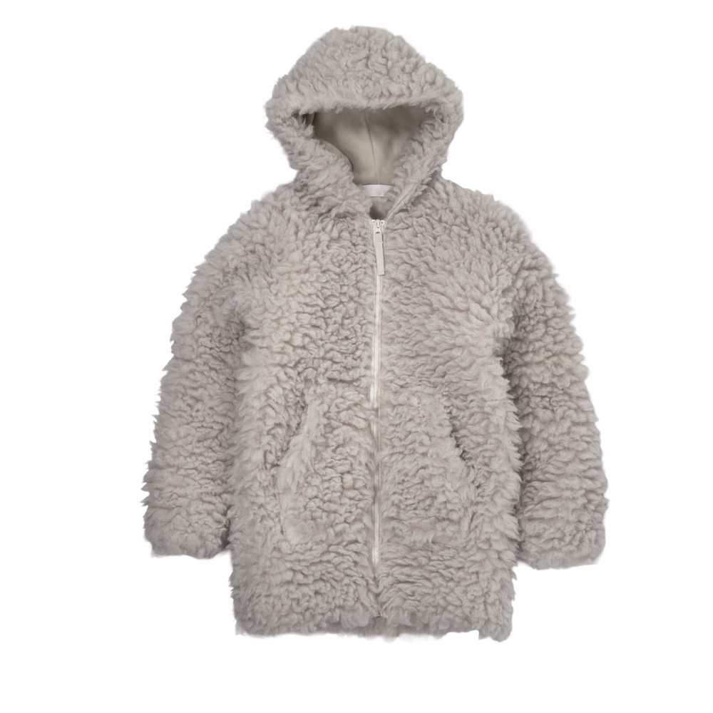 Helmut Lang Ivory Oversized Faux Fur Shearling Hooded Parka Teddy Coat NWT